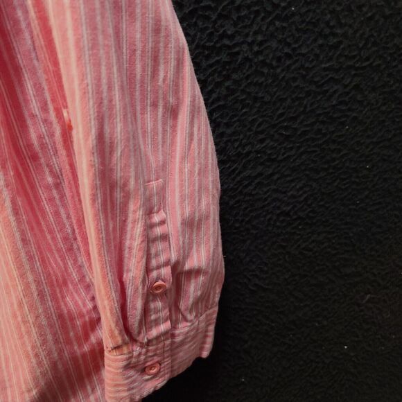 Liz & Me Womens Button Up Pink Size 22/24 100% Cotton Striped Roll-Tab Sleeve - Picture 11 of 13